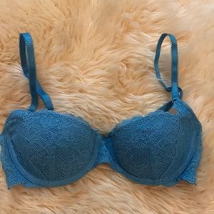 Blue lace push up bra